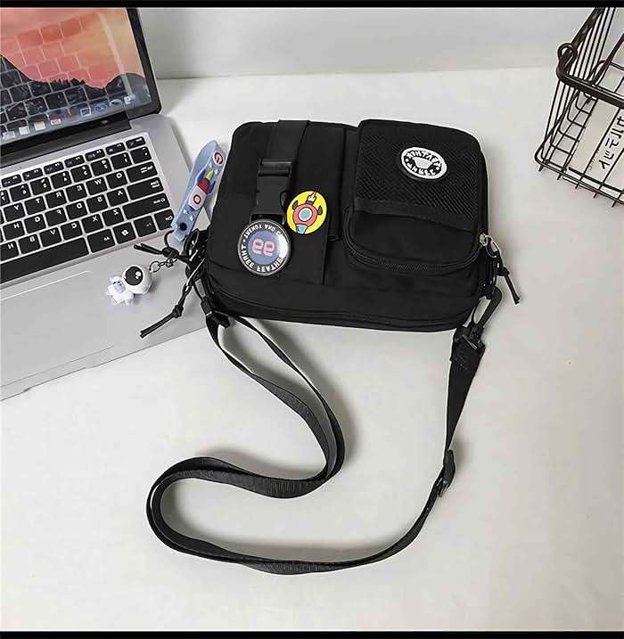 Lefe Liee Black Crossbody Bag for Men - Cute Small Messenger Sling Shoulder Bag - Men's Gift - Image 3