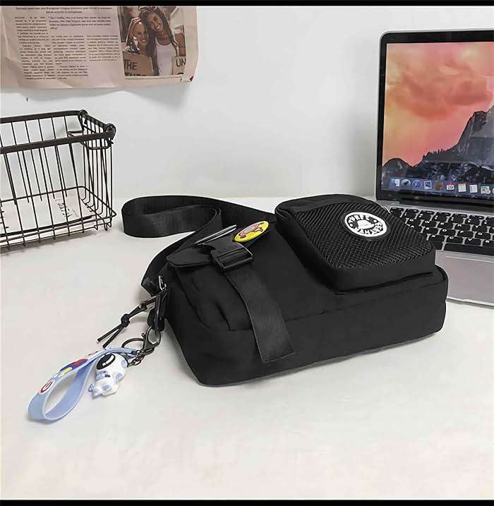 Lefe Liee Black Crossbody Bag for Men - Cute Small Messenger Sling Shoulder Bag - Men's Gift - Image 4