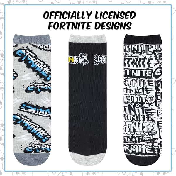 Fortnite Boys Socks - 3 Pack of Breathable Crew Socks with Arch Support & Fun Official Designs for Ages 7-14 - Image 4