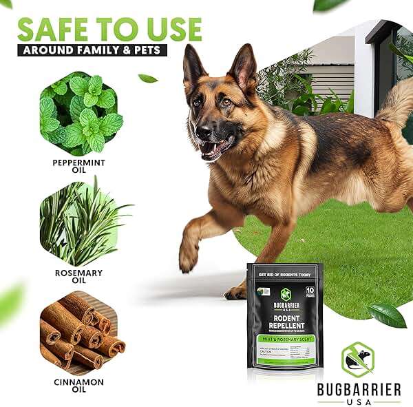 BugBarrier's Extra-Strength Mouse Repellent Deterrent Pouches, USDA 99% Biobased, Peppermint & Rosemary Oils Repel Mice Nesting in Car, RV, Boat, Garage, Shed, Cabin Made in The USA (Pack of 10) - Image 3