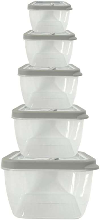 GODAGE 10-Piece Food Storage Containers with Vented Lids, Airtight and BPA Free, Stackable, Microwave, Freezer, and Dishwasher Safe (Gray) - Image 1
