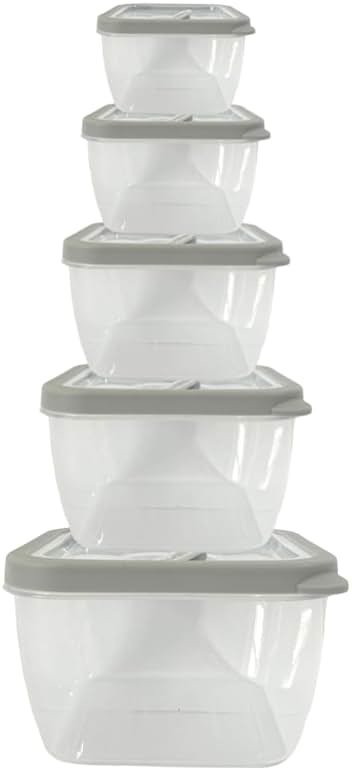 GODAGE 10-Piece Food Storage Containers with Vented Lids, Airtight and BPA Free, Stackable, Microwave, Freezer, and Dishwasher Safe (Gray) - Product Image