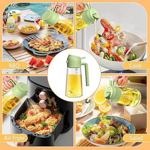 YOUSHEME 2 in 1 Glass Oil Sprayer&Dispenser,2024 New 2-in-1 Olive Oil Dispenser Bottle for Kitchen 470ml with brush,Food-grade Oil Mister Spray Bottle for Cooking, Air Fryer,Salad,BBQ(Black, 470ml) - Image 7