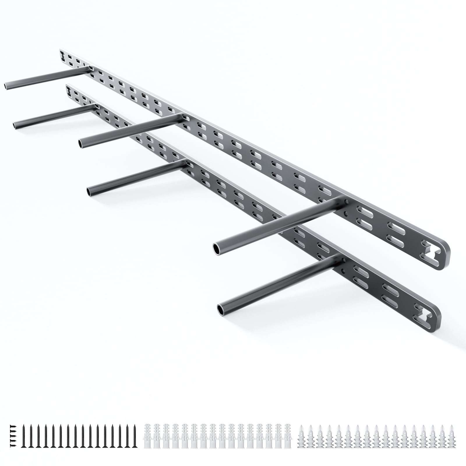 2pcs Floating Shelf Bracket Heavy Duty,Decorative Floating Shelf Hardware Hidden Black Metal Fireplace Mantel Brackets Without Jig (34"X8"X1.0" Without Tools) - Image 1