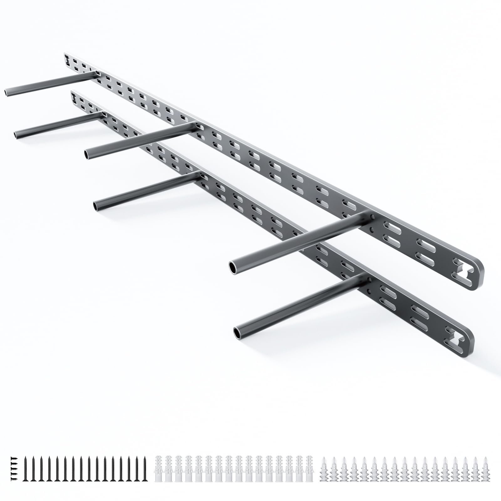 2pcs Floating Shelf Bracket Heavy Duty,Decorative Floating Shelf Hardware Hidden Black Metal Fireplace Mantel Brackets Without Jig (34"X8"X1.0" Without Tools) - Product Image