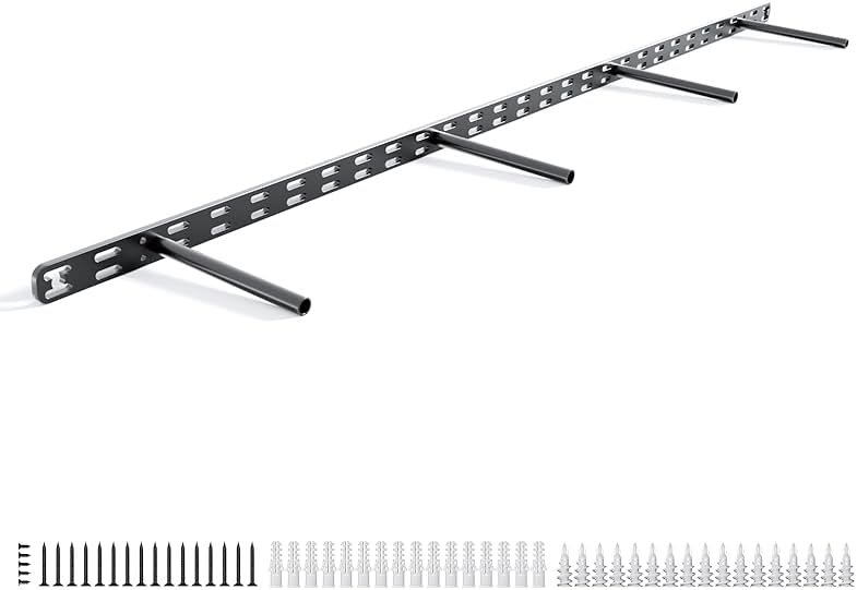 1pc Floating Shelf Bracket Heavy Duty,Decorative Floating Shelf Hardware Hidden Black Metal Fireplace Mantel Brackets (43"X6"X1.0" Without Tools) - Product Image