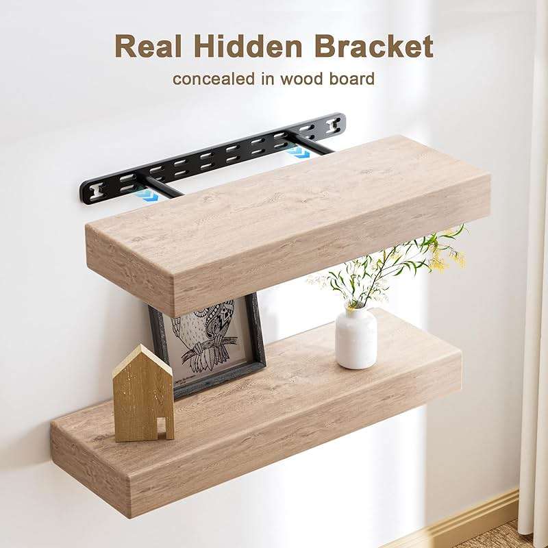 1pc Floating Shelf Bracket Heavy Duty,Decorative Floating Shelf Hardware Hidden Black Metal Fireplace Mantel Brackets (43"X6"X1.0" Without Tools) - Image 4
