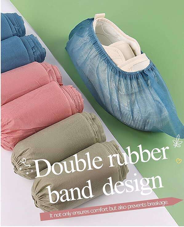 Disposable Shoe Covers 100-Pack(50 Pairs) Multi-color Indoor Thickened Non-Woven Fabric Dustproof Booties Home Slip Resistant Shoe Covers - Image 2