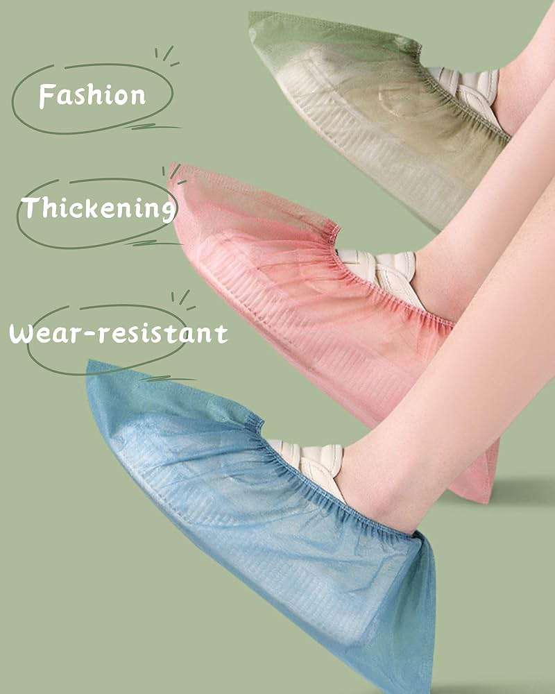 Disposable Shoe Covers 100-Pack(50 Pairs) Multi-color Indoor Thickened Non-Woven Fabric Dustproof Booties Home Slip Resistant Shoe Covers - Image 5