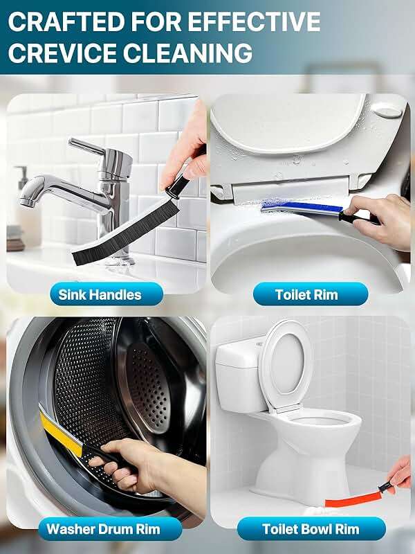 6Pcs Hard Bristle Crevice Cleaning Brush, Multifunctional Premium Crevice Cleaning Tool, Designed for Cleaning Narrow Spaces, Suitable for Toilet, Faucets,Kitchen,Grout, KOSPRIE - Image 4
