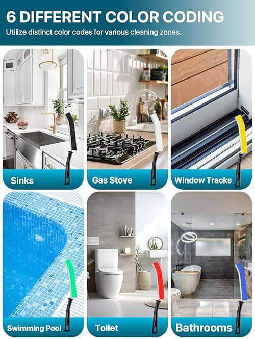 6Pcs Hard Bristle Crevice Cleaning Brush, Multifunctional Premium Crevice Cleaning Tool, Designed for Cleaning Narrow Spaces, Suitable for Toilet, Faucets,Kitchen,Grout, KOSPRIE - Image 7