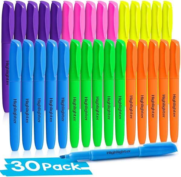 Duchong 30 Count Highlighters Assorted Colors, No Bleed Highlighter Markers for Teacher Students, Classroom Must Have, School Supplies for Adult Kids - Image 1