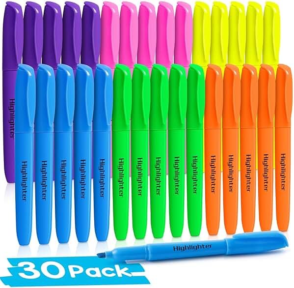 Duchong 30 Count Highlighters Assorted Colors, No Bleed Highlighter Markers for Teacher Students, Classroom Must Have, School Supplies for Adult Kids - Product Image