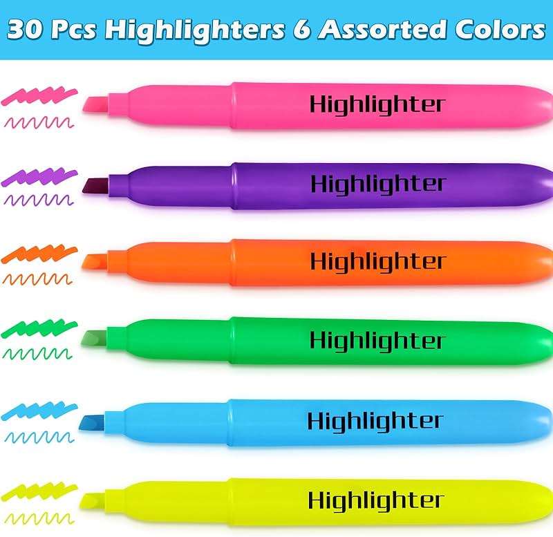 Duchong 30 Count Highlighters Assorted Colors, No Bleed Highlighter Markers for Teacher Students, Classroom Must Have, School Supplies for Adult Kids - Image 3