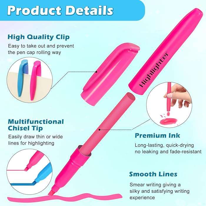 Duchong 30 Count Highlighters Assorted Colors, No Bleed Highlighter Markers for Teacher Students, Classroom Must Have, School Supplies for Adult Kids - Image 5
