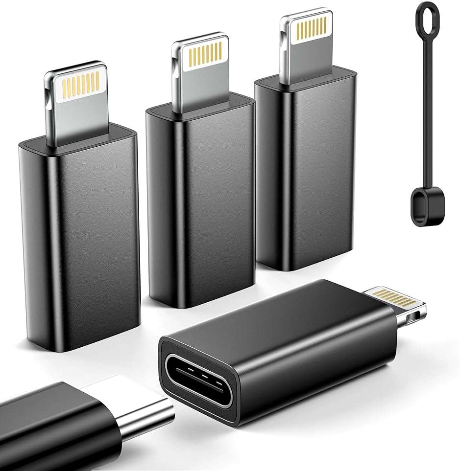 MFi Certified USB C to Lightning Adapter 4-Pack, 27W Fast Charging & Data Sync, Lightning to USB Type C Cable Adapter for iPhone 14/13/12/Pro/Max,iPad,AirPods,with Anti-Loss Lanyard,Not for Audio/OTG - Image 1