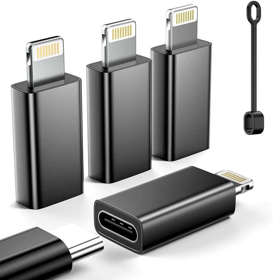 MFi Certified USB C to Lightning Adapter 4-Pack, 27W Fast Charging & Data Sync, Lightning to USB Type C Cable Adapter for iPhone 14/13/12/Pro/Max,iPad,AirPods,with Anti-Loss Lanyard,Not for Audio/OTG - Product Image