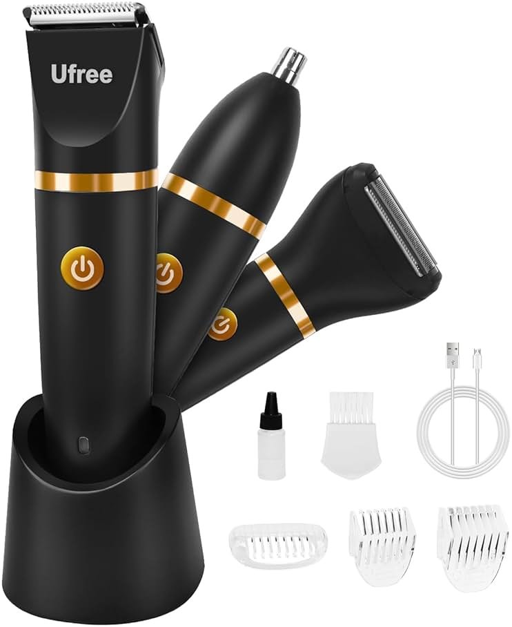 Ufree Bikini Trimmer Electric Razors for Women, Ceramic Blade Body Hair Trimmer, IPX7 Waterproof Rechargeable Lady Shaver, Personal Groomer for Legs & Pubic Hair, Gifts for Women, Black - Product Image