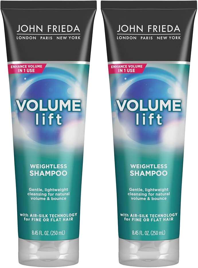 John Frieda Volume Lift Weightless Shampoo, Lightweight Volumizing Shampoo with Air-Silk Technology for Fine or Flat Hair, Adds Natural Fullness, Safe for Color-Treated Hair, 8.45 Oz (Pack of 2) - Image 1
