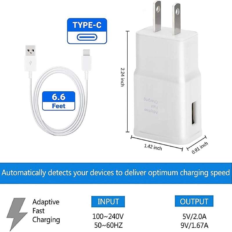 for Samsung Fast Charging Cord 6FT Type C Charger USB Wall Charger Block Samsung Fast Charger for Galaxy S9 S10 S10+ S20 S21 S22 S23 S24 S25 Plus/Ultra/FE,A55/A54/A56/A16/A15/A14/A25/A35,Note 20/10/9 - Image 8