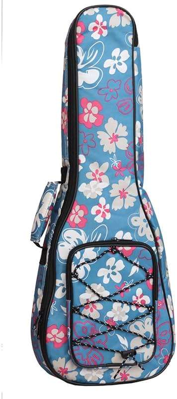 MUINS Ukulele Case,21 23 26 30 Durable Colorful Ukelele Case with Thicker Pad For Soprano Concert Tenor Uke with Double Adjustable Straps, Storage and Handle (Light Blue Flower, 26 Inch) - Image 2