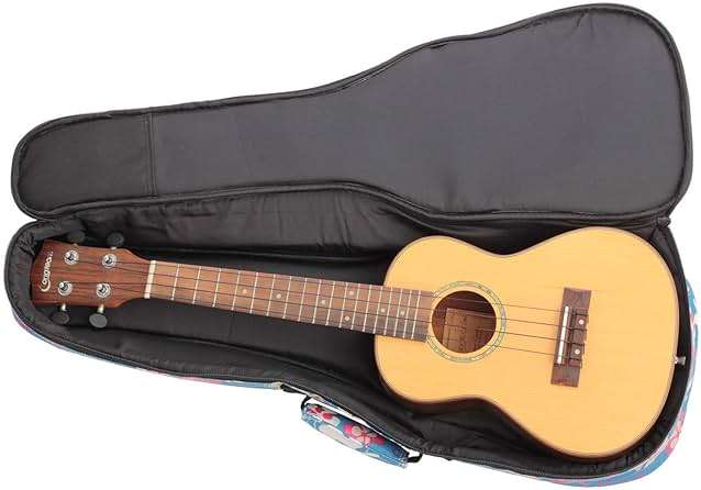 MUINS Ukulele Case,21 23 26 30 Durable Colorful Ukelele Case with Thicker Pad For Soprano Concert Tenor Uke with Double Adjustable Straps, Storage and Handle (Light Blue Flower, 26 Inch) - Image 5