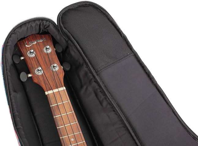 MUINS Ukulele Case,21 23 26 30 Durable Colorful Ukelele Case with Thicker Pad For Soprano Concert Tenor Uke with Double Adjustable Straps, Storage and Handle (Light Blue Flower, 26 Inch) - Image 6