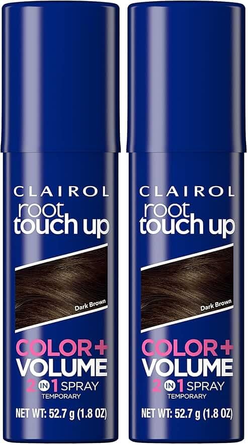 Clairol Root Touch-Up Color + Volume 2-in-1 Temporary Hair Coloring Spray, Dark Brown Hair Color, Pack of 2 - Product Image