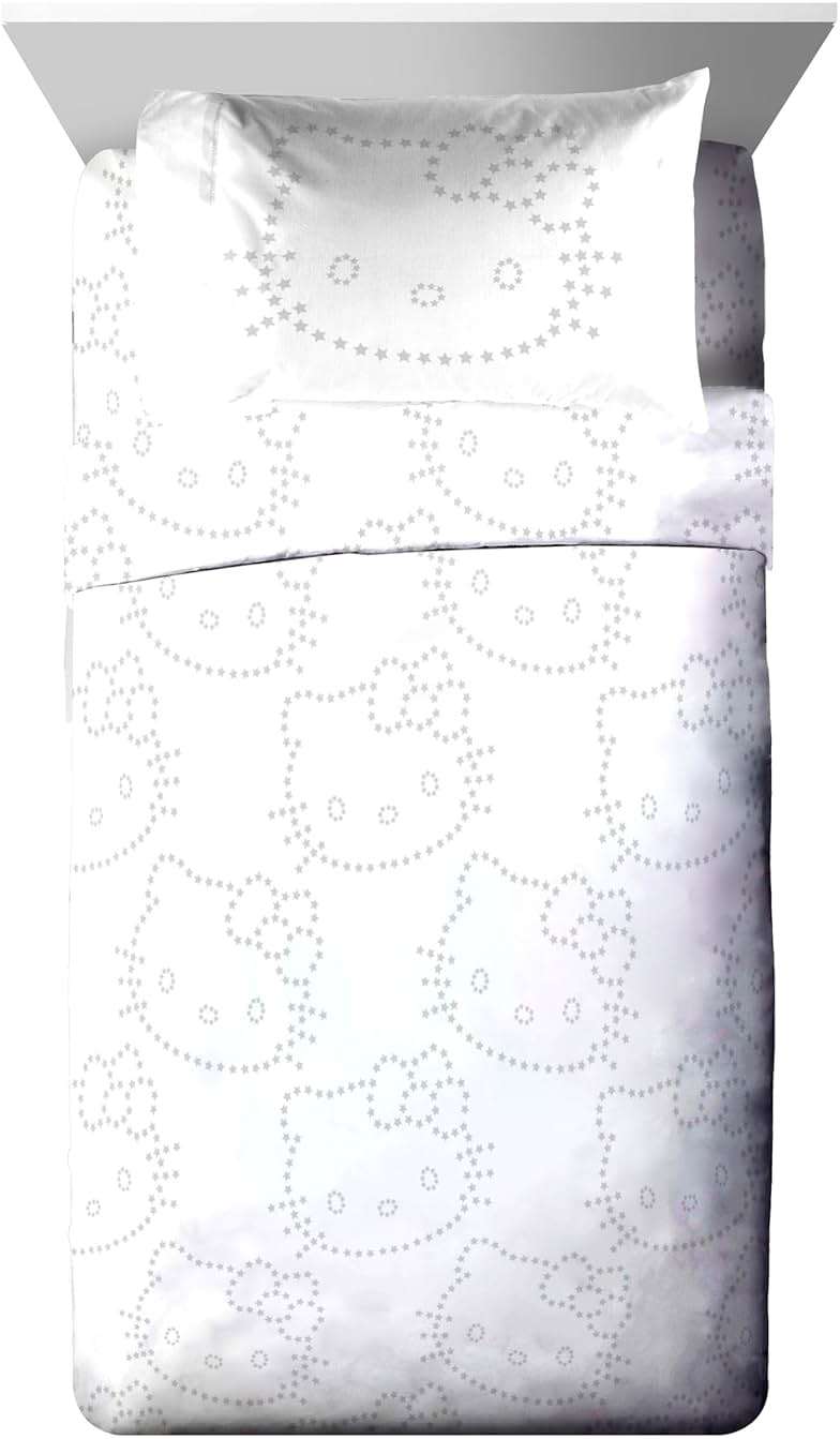 Jay Franco Hello Kitty Stars Twin Comforter Set - 5 Piece Bedding Includes Sheet Set & Pillow Covers - Super Soft Zodiac Black & Gold Bedding - Image 7