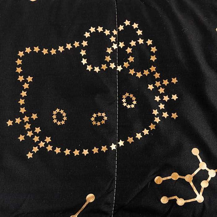 Jay Franco Hello Kitty Stars Twin Comforter Set - 5 Piece Bedding Includes Sheet Set & Pillow Covers - Super Soft Zodiac Black & Gold Bedding - Image 8