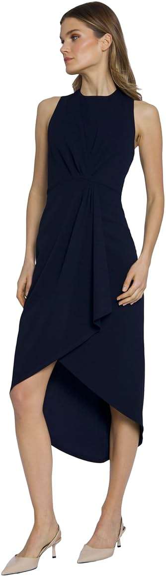 Maggy London Women's Sleeveless Jewel Neck Asymmetrical Midi for Wedding Guest | Cocktail Dress for Women - Image 2