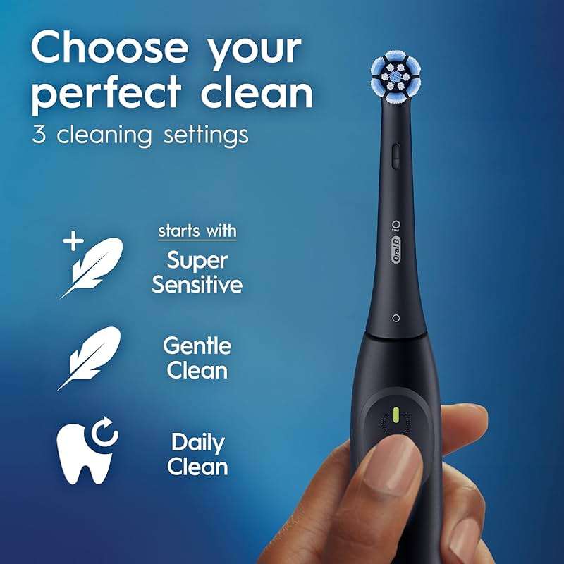 Oral-B iO Series 2 Rechargeable Electric Powered Toothbrush Starter Kit, Night Black with 2 Brush Heads - Automatic Pressure Sensor to Protect Gums - 3 Modes - 2 Min Timer - Image 6