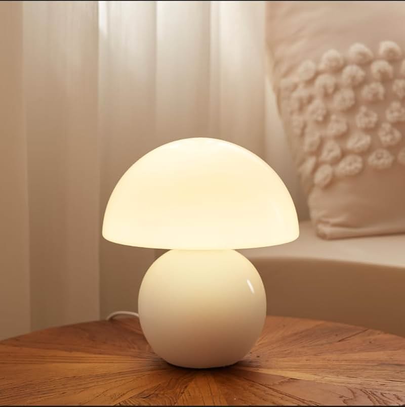 Dawnwake Mushroom Lamp Table Lamp for Bedroom,Desk Bedside Small Lamps for Living Room Night Stands,Mushroom Decor Cute Mini Modern Mid Century Lamps,Unique Aesthetic Home Living Room Decor(White) - Product Image