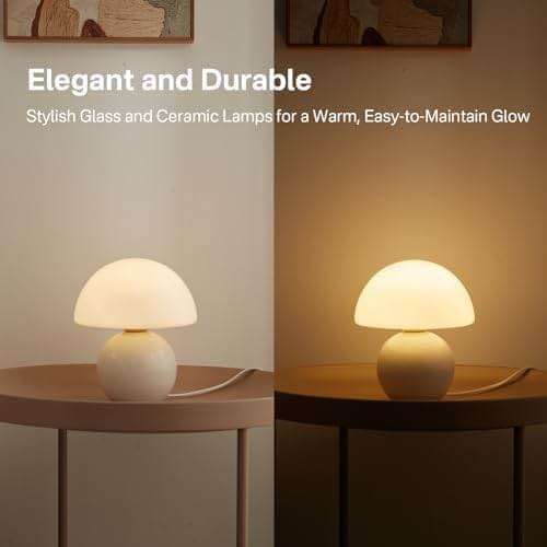 Dawnwake Mushroom Lamp Table Lamp for Bedroom,Desk Bedside Small Lamps for Living Room Night Stands,Mushroom Decor Cute Mini Modern Mid Century Lamps,Unique Aesthetic Home Living Room Decor(White) - Image 3