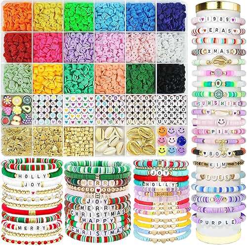 OHOME Back to School Supplies - 5300 Clay Beads Bracelet Making Kit,Arts and Crafts for Kids Ages 8-12,Easter Crafts Games Toys for 3-10 Year Old Birthday - Image 1