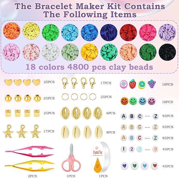 OHOME Back to School Supplies - 5300 Clay Beads Bracelet Making Kit,Arts and Crafts for Kids Ages 8-12,Easter Crafts Games Toys for 3-10 Year Old Birthday - Image 3