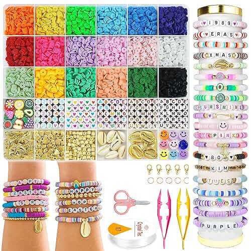 OHOME Back to School Supplies - 5300 Clay Beads Bracelet Making Kit,Arts and Crafts for Kids Ages 8-12,Easter Crafts Games Toys for 3-10 Year Old Birthday - Image 8