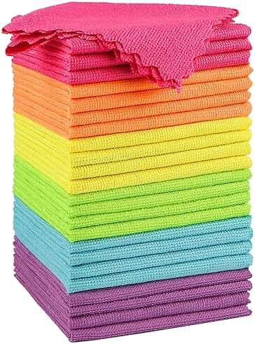 Orighty Microfiber Cleaning Cloth, 24 Pack Highly Absorbent Cleaning Rags, Household Cleaning Supplies, Reusable Lint Free Cloths Microfiber Rag for House, Kitchen, Car Care, 12x11 inch - Product Image