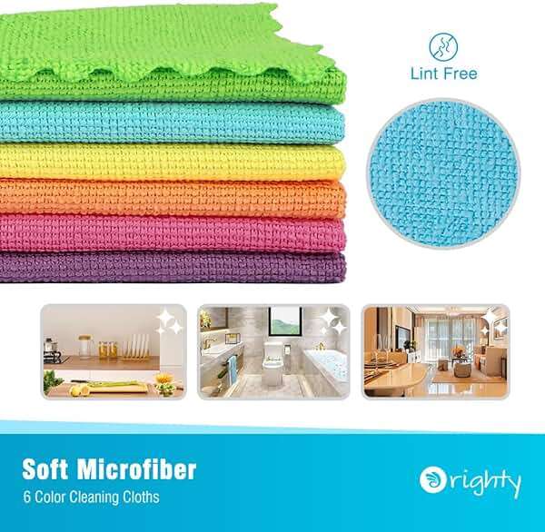 Orighty Microfiber Cleaning Cloth, 24 Pack Highly Absorbent Cleaning Rags, Household Cleaning Supplies, Reusable Lint Free Cloths Microfiber Rag for House, Kitchen, Car Care, 12x11 inch - Image 3