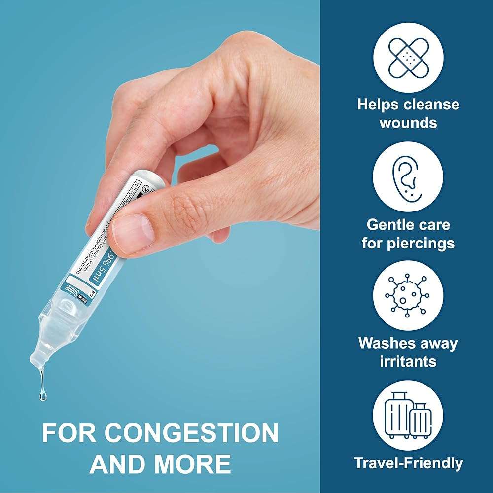 Saline Ampoules - Saline Solution, Sodium Chloride 0.9%, Nasal Cleanse for Babies, Kids, & Adults, Sterile Nasal Care, Wound Cleansing - 50 Count (5ml Each) - Image 3
