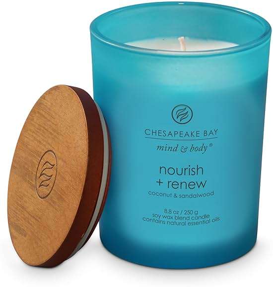 Chesapeake Bay Candle Mind & Body Medium Jar Candle Nourish + Renew (Coconut & Sandalwood) - Image 3