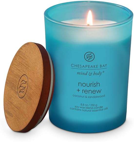 Chesapeake Bay Candle Mind & Body Medium Jar Candle Nourish + Renew (Coconut & Sandalwood) - Image 4