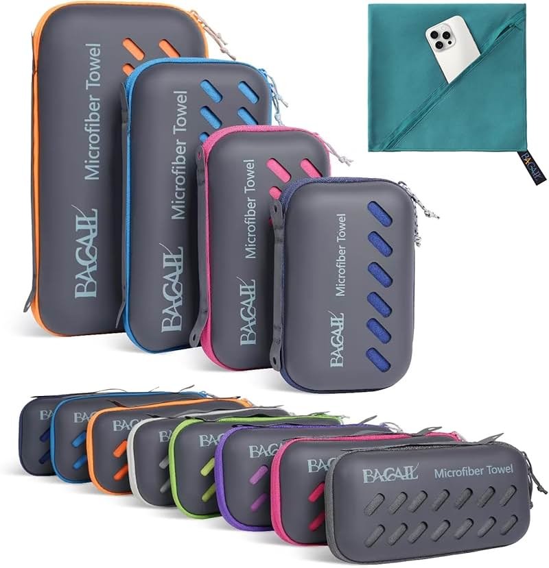 BAGAIL Camping Towel with EVA Case, Compact & Ultra Soft Microfiber Travel Towel - Super Absorbent & Lightweight Quick Dry Towels for Sports, Beach, Gym, Backpacking, Hiking and Yoga - Product Image