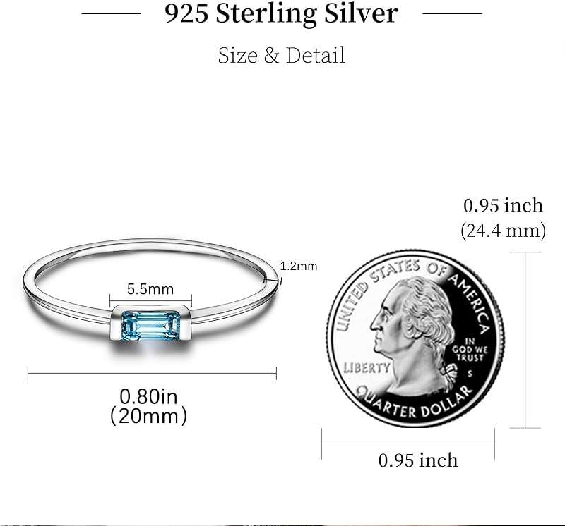Helonley S925 Sterling Silver Birthstone Stackable Rings for Women Mother with Cubic zirconium Mom Ring Mother's Day Jewelry Gifts for Wife - Image 6