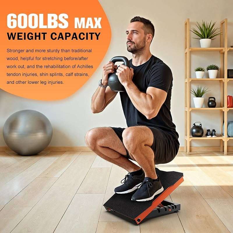 YONKFUL Steel Slant Board Calf Stretcher, 600 Lbs Weight Capacity 5-Level Adjustable Incline Board Squat Wedge Achilles Ankle Stretcher Non-Slip Surface for Squat, Fitness, Physical Therapy - Image 3