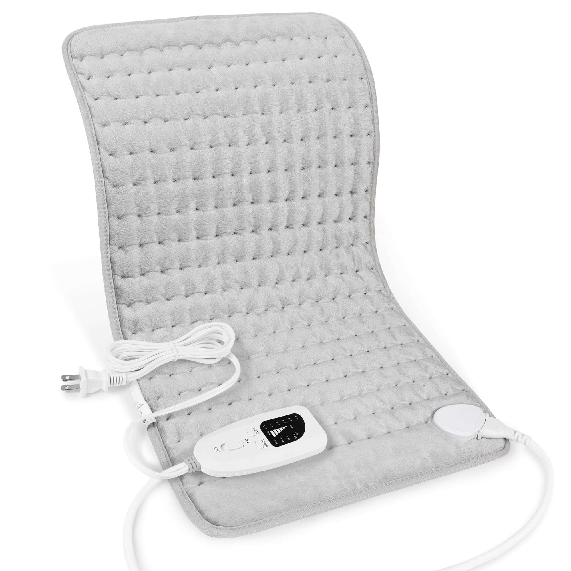 Deepsoon Heating Pad,Electric Heating Pads for Back,Neck,Moist Heating Pad for Abdomen Shoulder Knee Legs,Dry/Moist Heat&Auto Shut Off,Fathers Day Dad Gifts for Men Birthday,Light Gray,24x12 Inch - Image 1