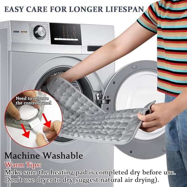Deepsoon Heating Pad,Electric Heating Pads for Back,Neck,Moist Heating Pad for Abdomen Shoulder Knee Legs,Dry/Moist Heat&Auto Shut Off,Fathers Day Dad Gifts for Men Birthday,Light Gray,24x12 Inch - Image 6