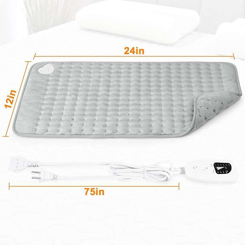 Deepsoon Heating Pad,Electric Heating Pads for Back,Neck,Moist Heating Pad for Abdomen Shoulder Knee Legs,Dry/Moist Heat&Auto Shut Off,Fathers Day Dad Gifts for Men Birthday,Light Gray,24x12 Inch - Image 7