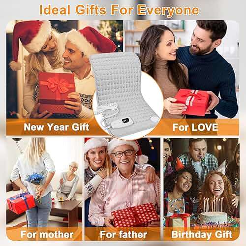 Deepsoon Heating Pad,Electric Heating Pads for Back,Neck,Moist Heating Pad for Abdomen Shoulder Knee Legs,Dry/Moist Heat&Auto Shut Off,Fathers Day Dad Gifts for Men Birthday,Light Gray,24x12 Inch - Image 10