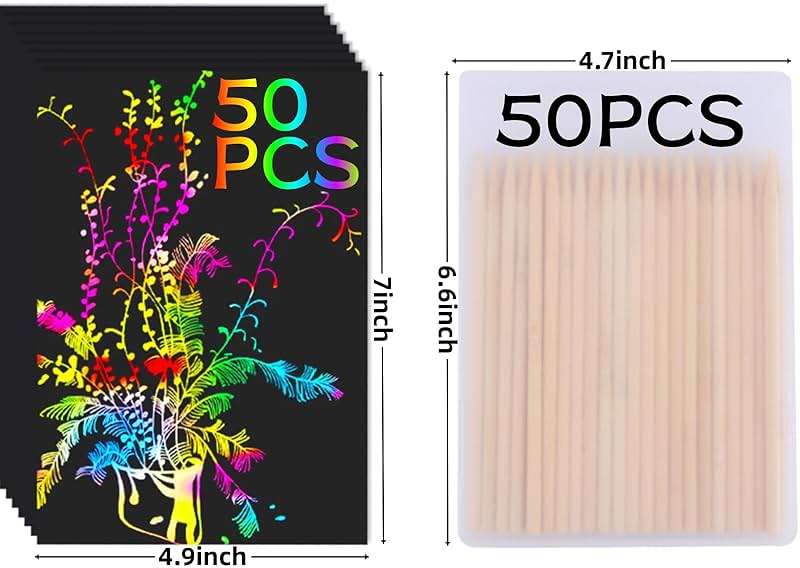 Cityrosy Scratch Art Paper Rainbow Sets for Kids 100 Pcs-Black Magic Scratch Off Craft Set Classroom Supplies Kits for Age 3-12 Kids Party Games Birthday Gifts Easter Basket Stuffers - Image 2